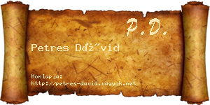 Petres Dávid névjegykártya