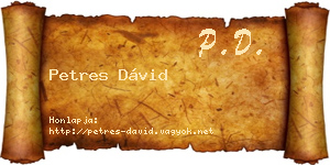 Petres Dávid névjegykártya
